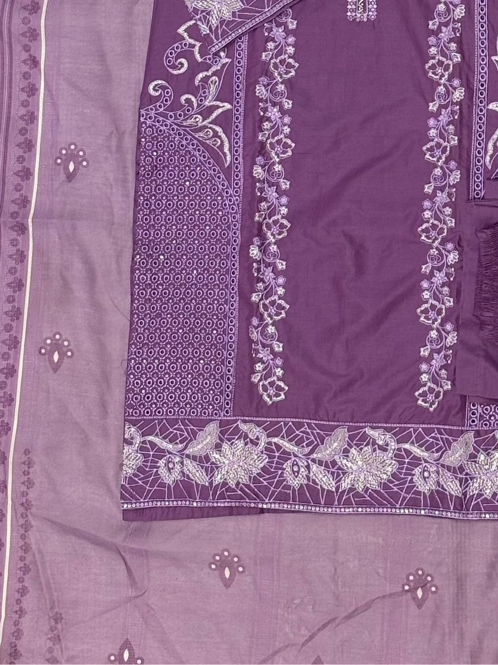 LOOGDI Purple Silver Embroidered 3-Piece Suit