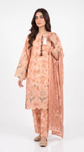LOOGDI Orange Printed 3-Piece Shalwar Kameez