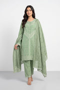 LOOGDI Sage Green Embroidered 3-Piece Shalwar Kameez