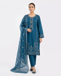 LOOGDI Teal Blue Embroidered 3-Piece Suit