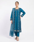 LOOGDI Teal Floral Embroidered 3-Piece Suit