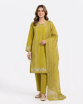 LOOGDI Chartreuse Printed Embroidered 3-Piece Suit