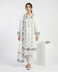 LOOGDI White Black Floral Embroidered 3-Piece Suit